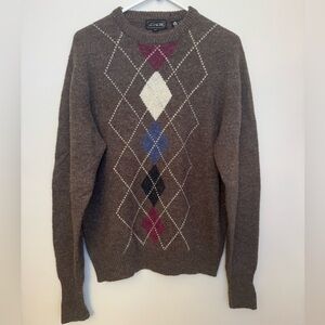 Vintage Attaché 100% Shetland Wool Argyle Sweater Brown Size XL Academia Preppy
